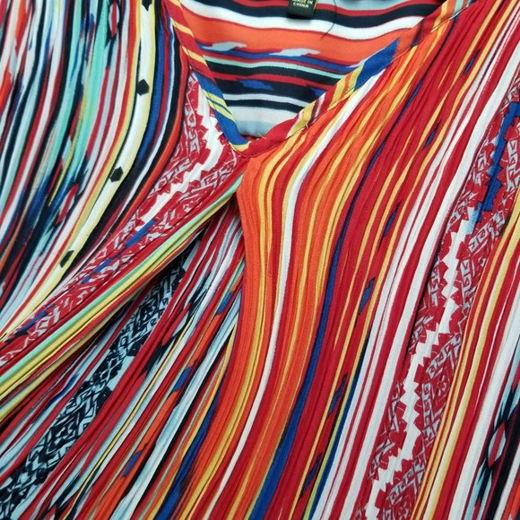 Melissa Paige Shirt Womens Large Multicolor Sleeveless Crinkle Flare Tank Top - Picture 3 of 11